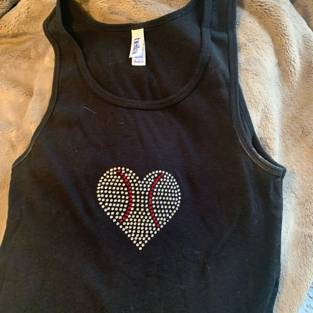 Baseball heart tank top